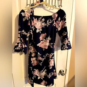 EUC Dress Navy and Pink floral print size large